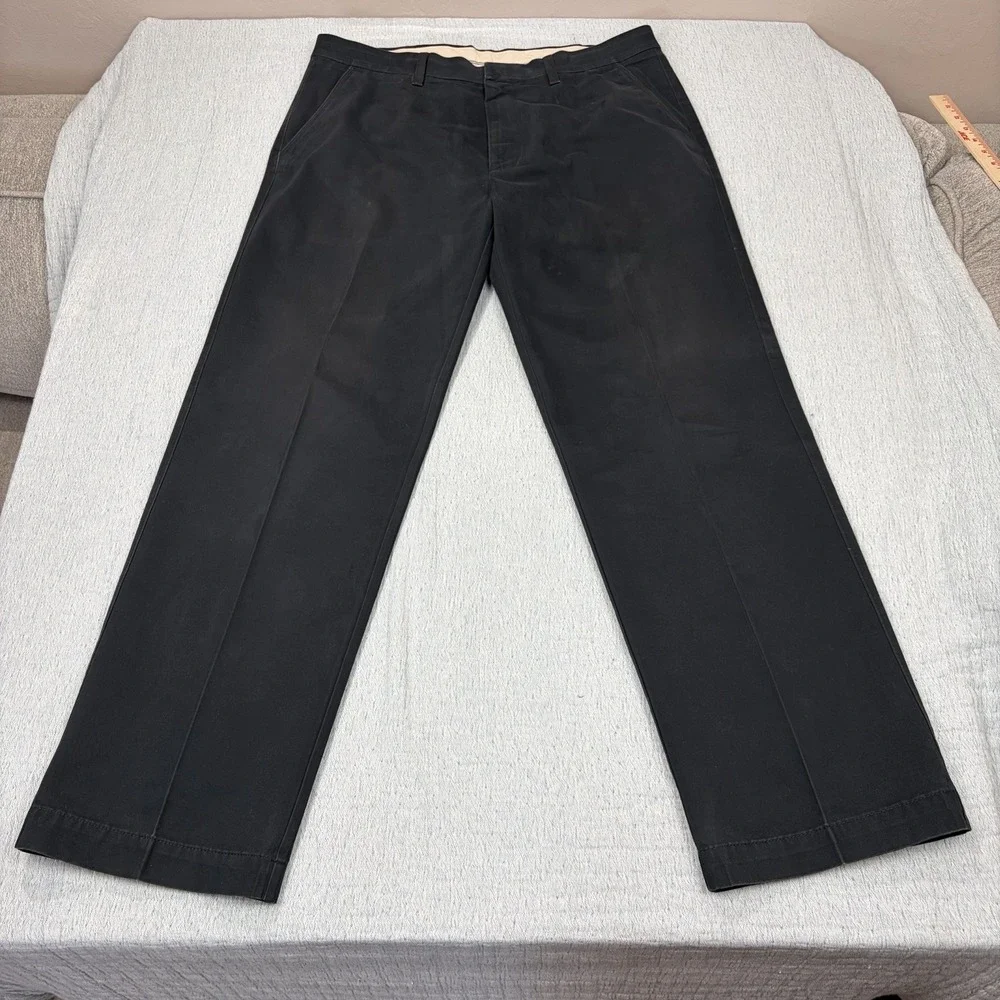 Life Khaki‎ Haggar LK Pants Men's 38x32 Flat Front Straight Leg Pants Black
